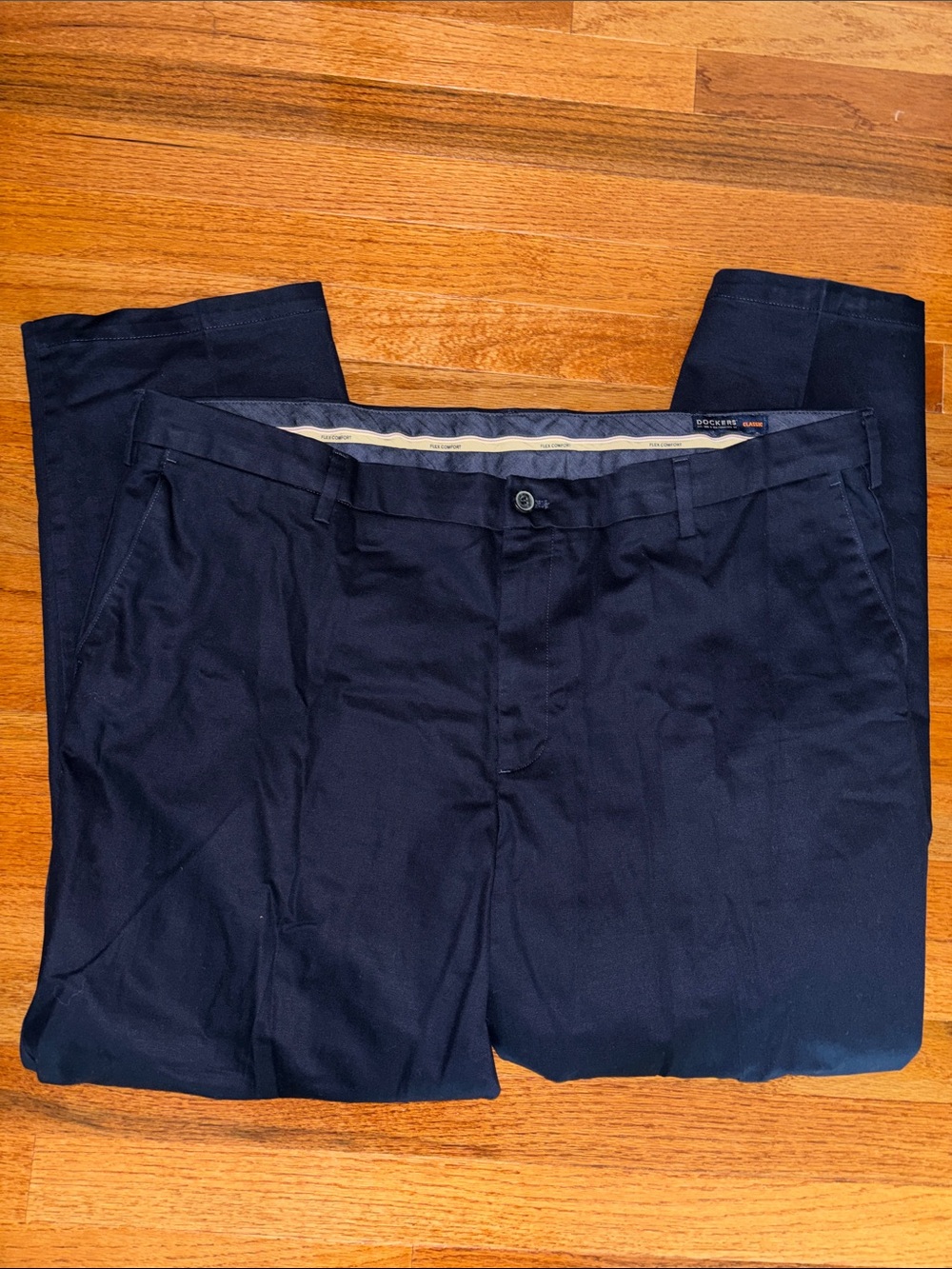 Dockers Classic Fit Flex Comfort Navy Blue Signature Khaki Pants Men’s Size 44